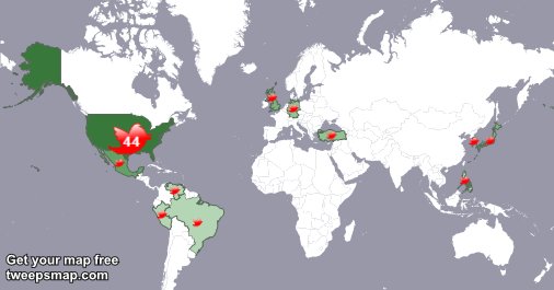 o770927's tweet image. My followers are in USA(44%), Mexico(14%)... Get your map too: tweepsmap.com/!o770927