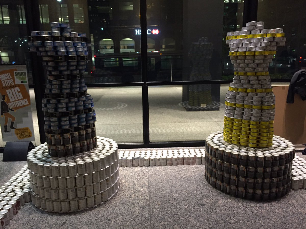 Echologics's tweet photo. @Echologics this year's masterpiece at #CanstructionTO #torontofoodbank, #thedress https://t.co/N99SxZZ8g6