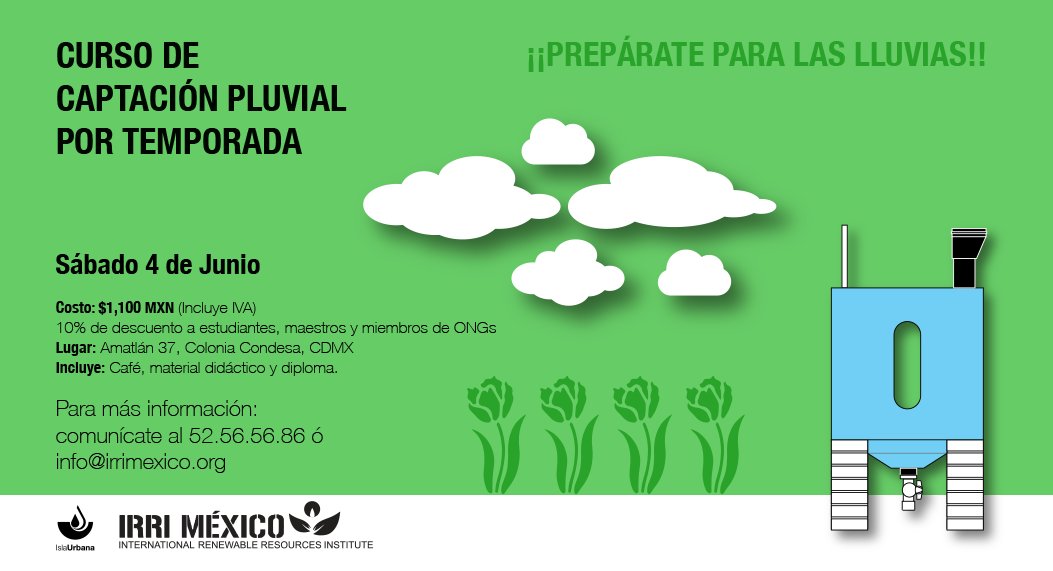 IslaUrbana's tweet photo. Todavía están a tiempo para inscribirse al siguiente curso y aprender a captar lluvia como campeones.
#CaptaLaLluvia https://t.co/qJwdF7FFYP