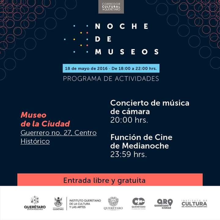 qromunicipio's tweet image. Asiste mañana miércoles a la Noche de Museos, de 18:00 hrs a 22:00 hrs. Conoce las diferentes actividades.
