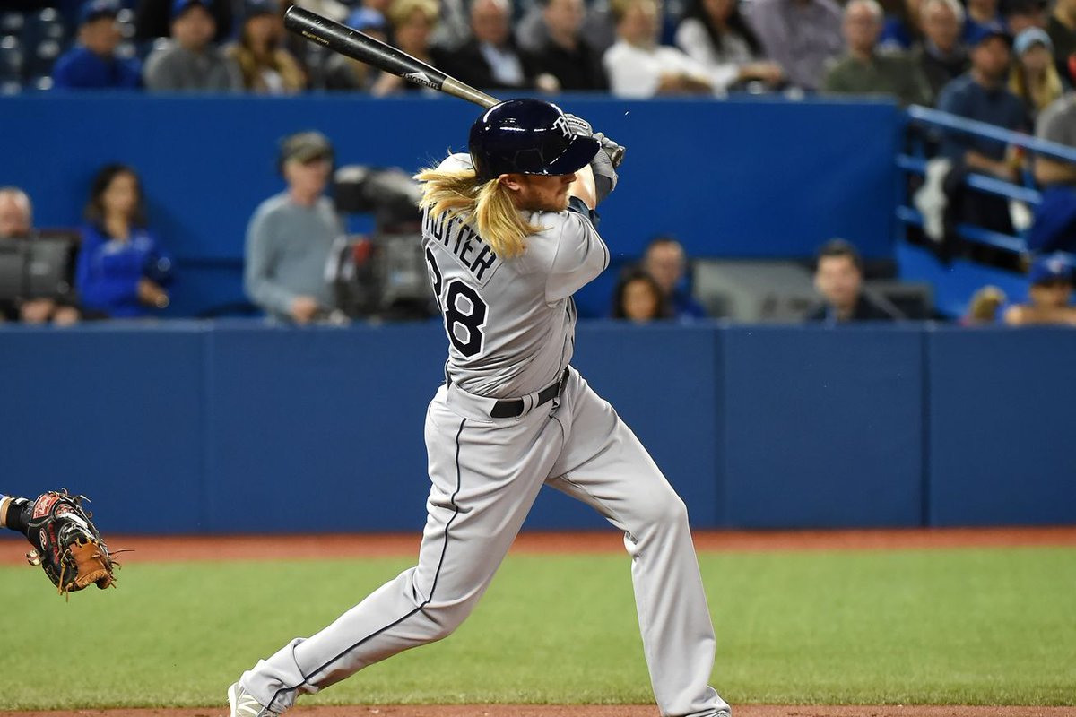 SiriusXMFantasy's tweet photo. #FantasyBaseball Update: #Rays Taylor Motter parks his 1st Major League Home Run! 2-run! #LookAtThoseLocks #DFS #MLB https://t.co/s7hYZGhLMB