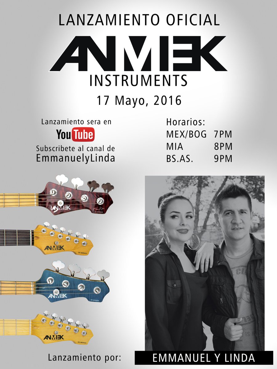 ANMIEKoficial's tweet photo. En 38 minutos vamos en vivo!! #LanzamientoMundial #AnmiekInstruments #NewBass #NewGuitars (https://t.co/LJfsJFj7RN) https://t.co/HKcCFEUoda