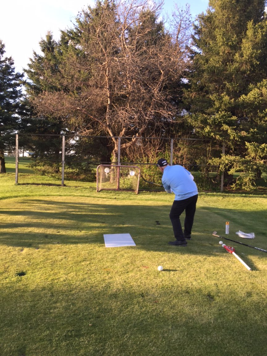 Never a dull moment at our #SuperLeague. Shooting pucks in the middle of your round. #RepYourTeam #SportsDay