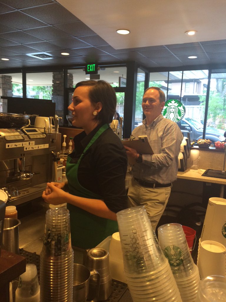 LillianAgee's tweet photo. #starbuckschampion D488 district competition contestant- Robyn!  And the judge- Heath https://t.co/wQvmNF1c2p