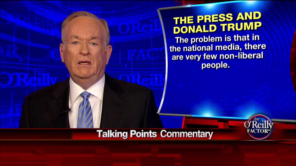 FoxNews's tweet image. .@oreillyfactor: “The fundamental problem is in the national media, there are very few non-liberal people.”