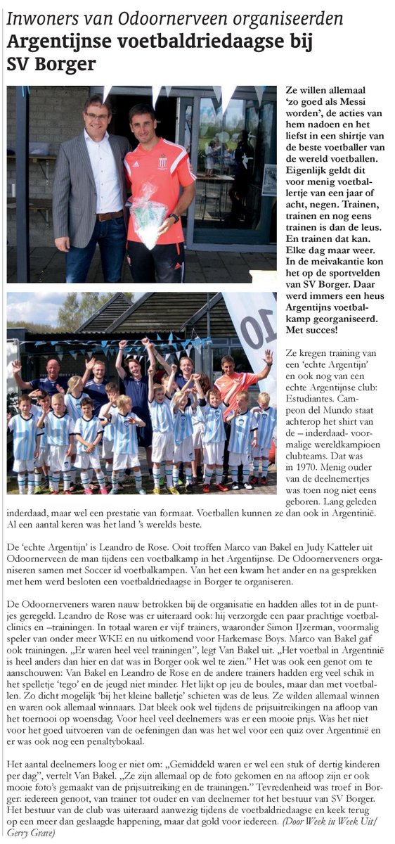 GraveGerry's tweet photo. #WeekinWeekuit besteedde tevens aandacht aan de Argentijnse voetbaldriedaagse bij @SVBorger0599 #Elfvoetbalkampen https://t.co/1qGVwAs0Px