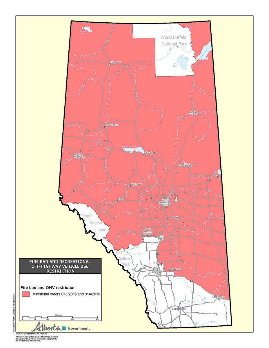 RT! Provincial fire ban and OHV restriction is still in effect for the most of AB. ow.ly/x4gR300iXY6 #ymmfire