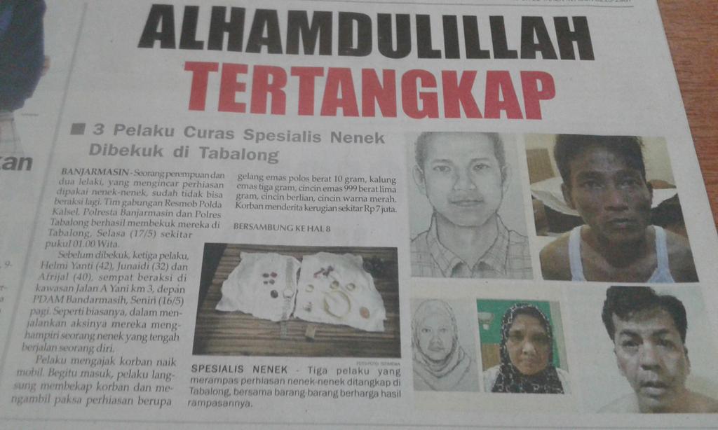 Alhamdulillah. teyangkap sdh nah para pelaku curas spesialis nenek. ingati muhanya nah