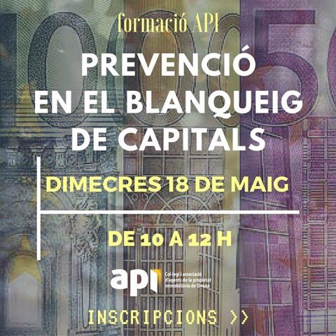 apigirona's tweet image. I a les 10 h #formacióAPI en Prevenció Blanqueig de Capitals
bit.ly/blanqueigk