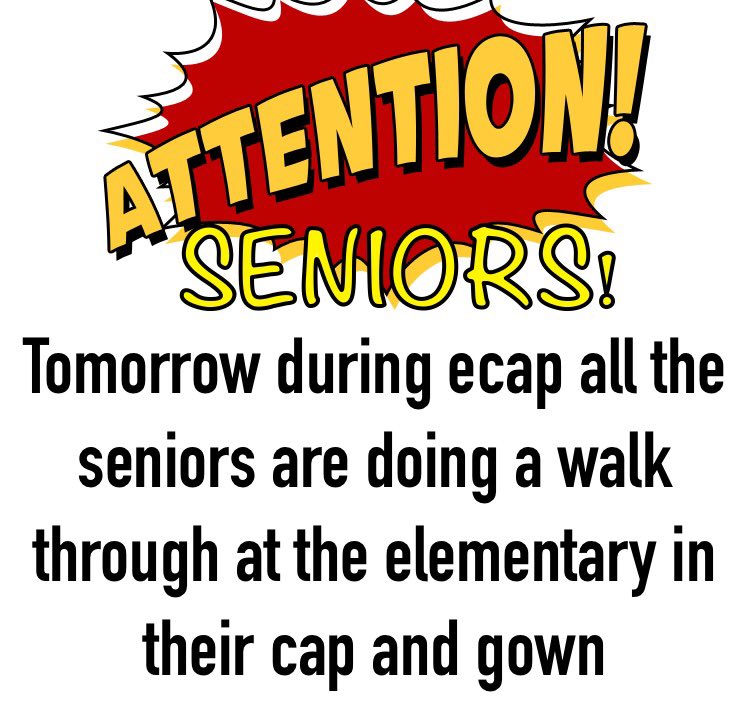 brhs_stuco's tweet photo. Seniors will get out of class 5 mins early to go to the cafeteria to check in before walking to the elementary! https://t.co/9sKH7AdpFO