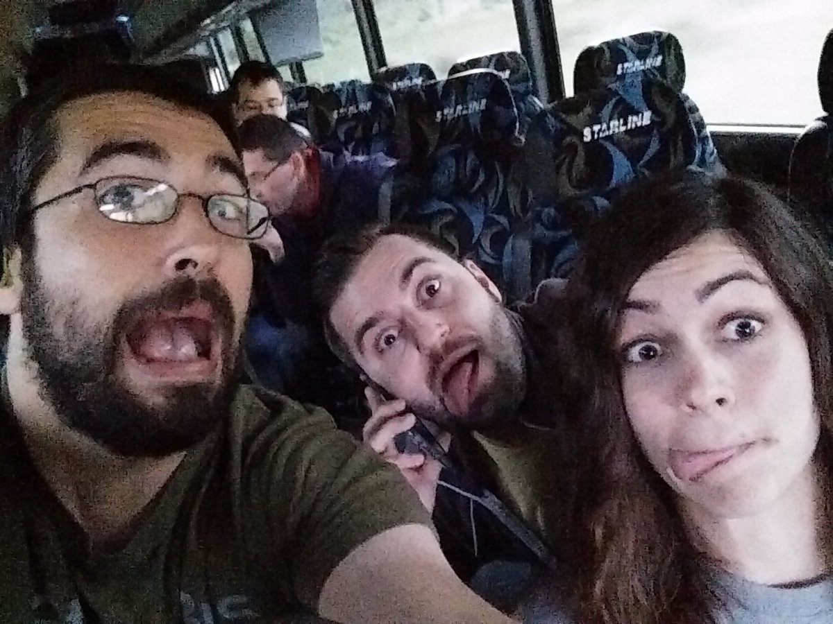 StartupBusVan's tweet photo. What's your status on @TheStartupBus. Our conductors and mentor are getting a little crazy. #longtravelday https://t.co/nGQ01D6DQ0