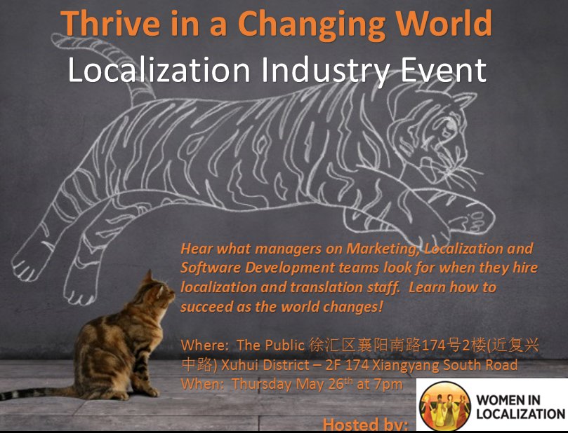 May 26th  7pm <a href="/WomenInL10N/">WomeninLocalization</a> Shanghai... Let your Chinese colleagues know! <a href="/slatornews/">Slator</a> <a href="/LocalizatioNews/">Localization News</a> <a href="/Pactera_L10N/">Pactera Localization</a>
