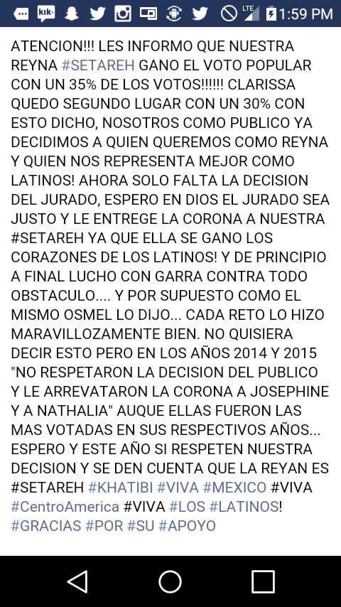 MissesMexico's tweet photo. Mi gente, que piensan de esto! Será cierto? No paremos de dejar el #NBLSetarehVoto en todas los publicaciones de NBL https://t.co/JurgRU9h8l