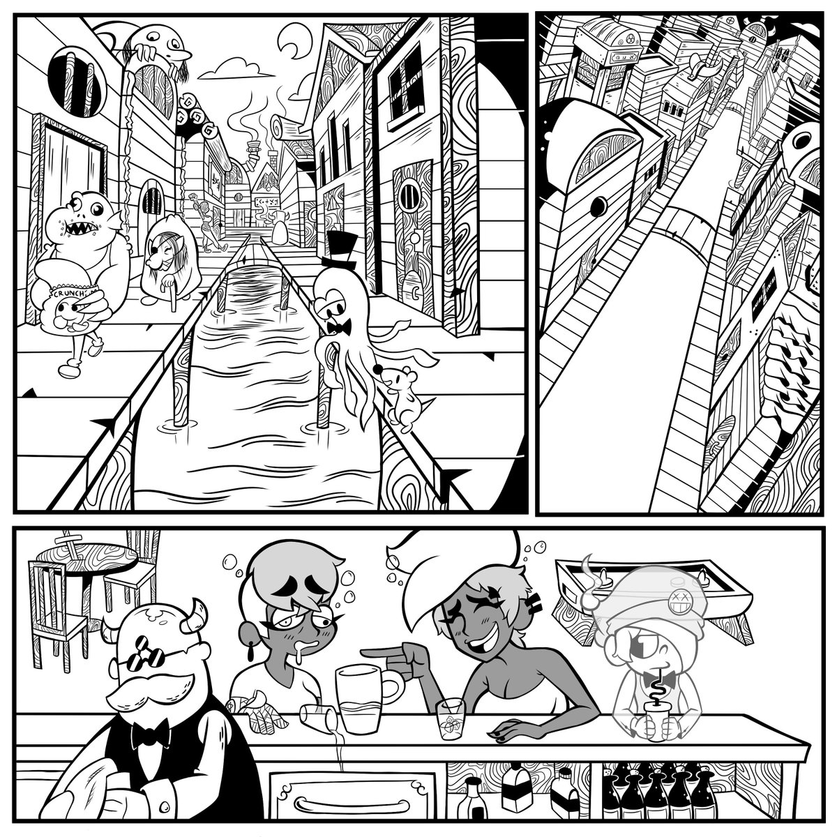 Some backgrounds practice for Polterheist. 