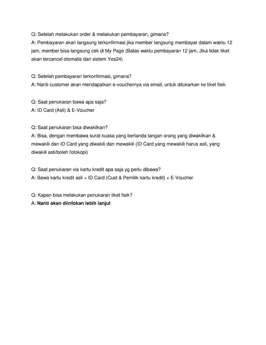 YES24 ENT INDONESIA (@yes24ent_id) on Twitter photo Dear iKONICs~ Ini Q&A utk pembelian tiket iKONCERT in Jakarta
Mohon dibaca sebelum bertanya ya !!~~ <a href="/yes24indonesia/">yes24indonesia</a> Dear iKONICs~ Ini Q&A utk pembelian tiket iKONCERT in Jakarta
Mohon dibaca sebelum bertanya ya !!~~ <a href="/yes24indonesia/">yes24indonesia</a>