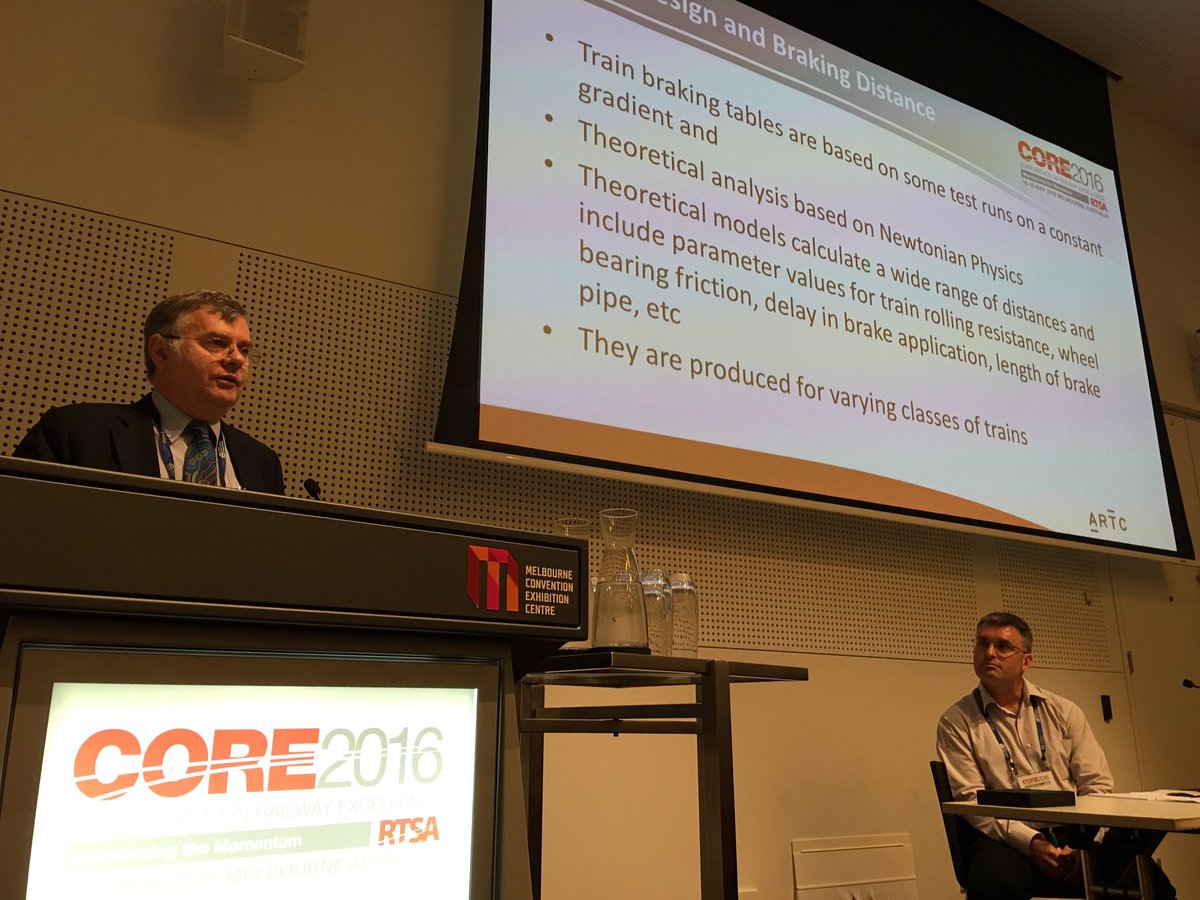 TheRISSB's tweet photo. Trevor Moore, Chair Standing Cmtee on Train Control presents Train Braking & Signal Design to prevent SPADs #core16 https://t.co/POpFjHRhEI