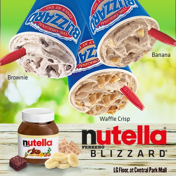 Have you tried this Blizzard Nutella?

Come and try this at Dairy Queen Central Park, LG. 

#CENTRALPARKMALL