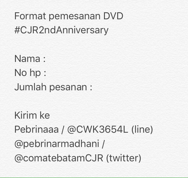 COmateBatamCJR's tweet photo. Nabung guys. Po dari 20 mei sampai 20 juni. Yg mau pesan dari sekarang bisa hub pebrinaaa / @CWK3654L https://t.co/6WtyuGDFaT