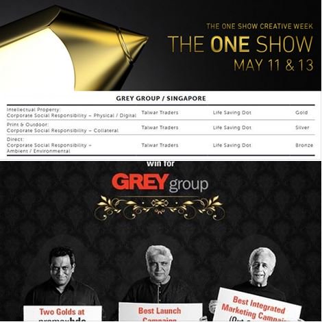 greygroupamea's tweet photo. Well-done @GreySingapore (1G, 1S, 1B) & @GreyIndia (2 Gs) at the #OneShow2016 & #ProMaxBDA awards respectively! https://t.co/IoVqogsG5Q
