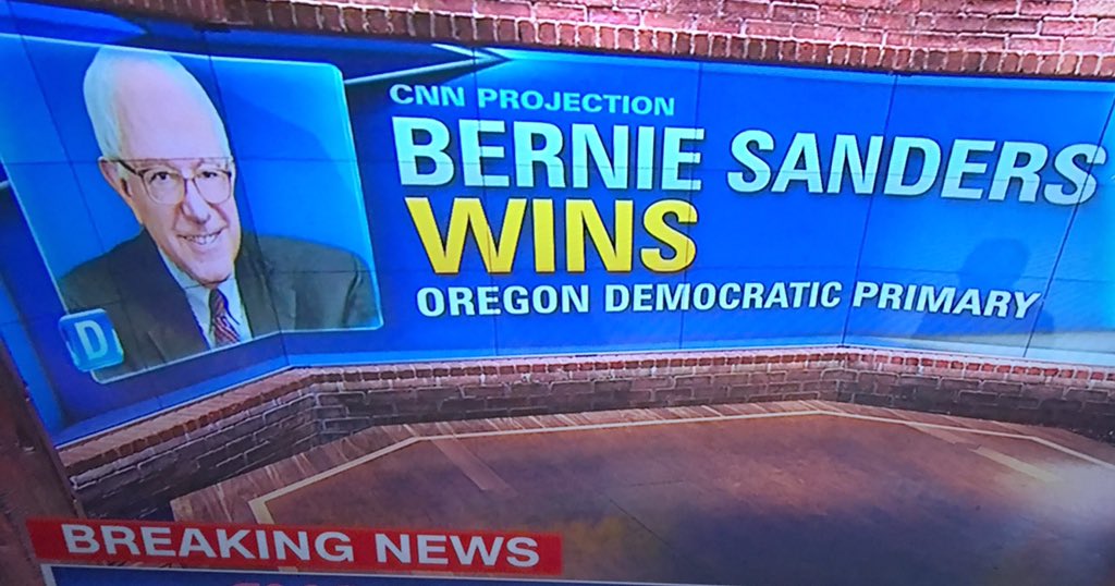 NicholsUprising's tweet photo. With a primary victory in Oregon, @BernieSanders wins his 21st contest in 2016 Democratic presidential race. https://t.co/tpMNxPfBFG