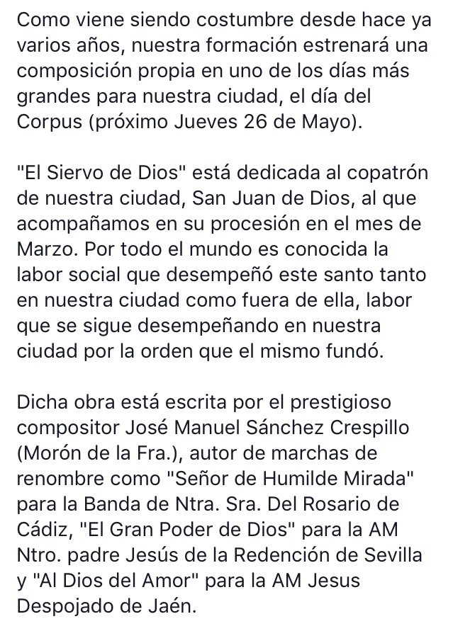 "EL SIERVO DE DIOS" nueva composición, obra de @josemacasera dedicada a San Juan de Dios. <a href="/sercofrade/">SER Cofrade</a>