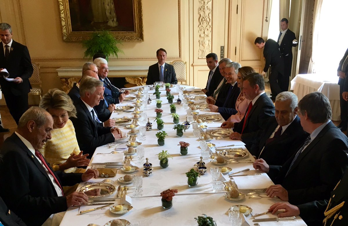 MonarchieBe's tweet photo. Working luncheon at the Royal Palace of #Brussels #JORoyalVisit https://t.co/8eJ3k6okdb
