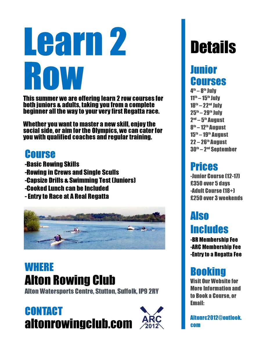 AltonRowingClub's tweet image. Bookings now available for our summer Learn 2 Row courses. Email AltonRC2012@outlook.com to book #Rowing #Learn2Row