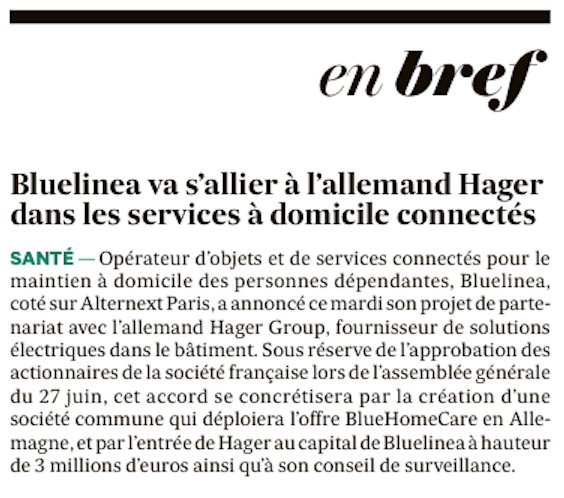 À lire dans <a href="/LesEchos/">Les Echos</a> ce matin ! #SilverEco #ObjetsConnectés #ServicesConnectés #Domicile #homecare