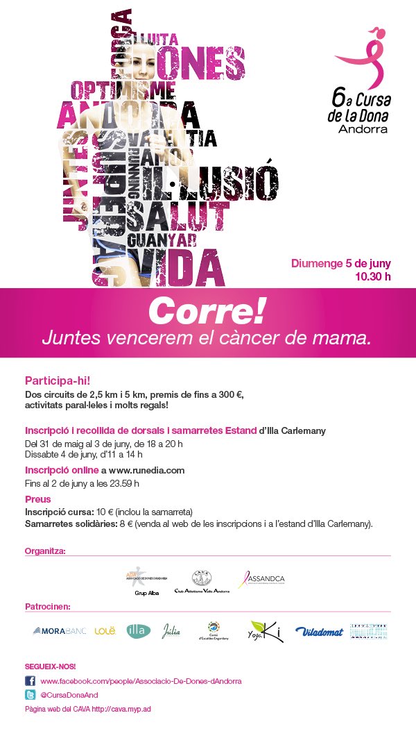 Prepareu-vos per la 6a cursa de la dona: 5 de juny a les 10:30. Inscripcions obertes! <a href="/illacarlemany/">Illa Carlemany</a>