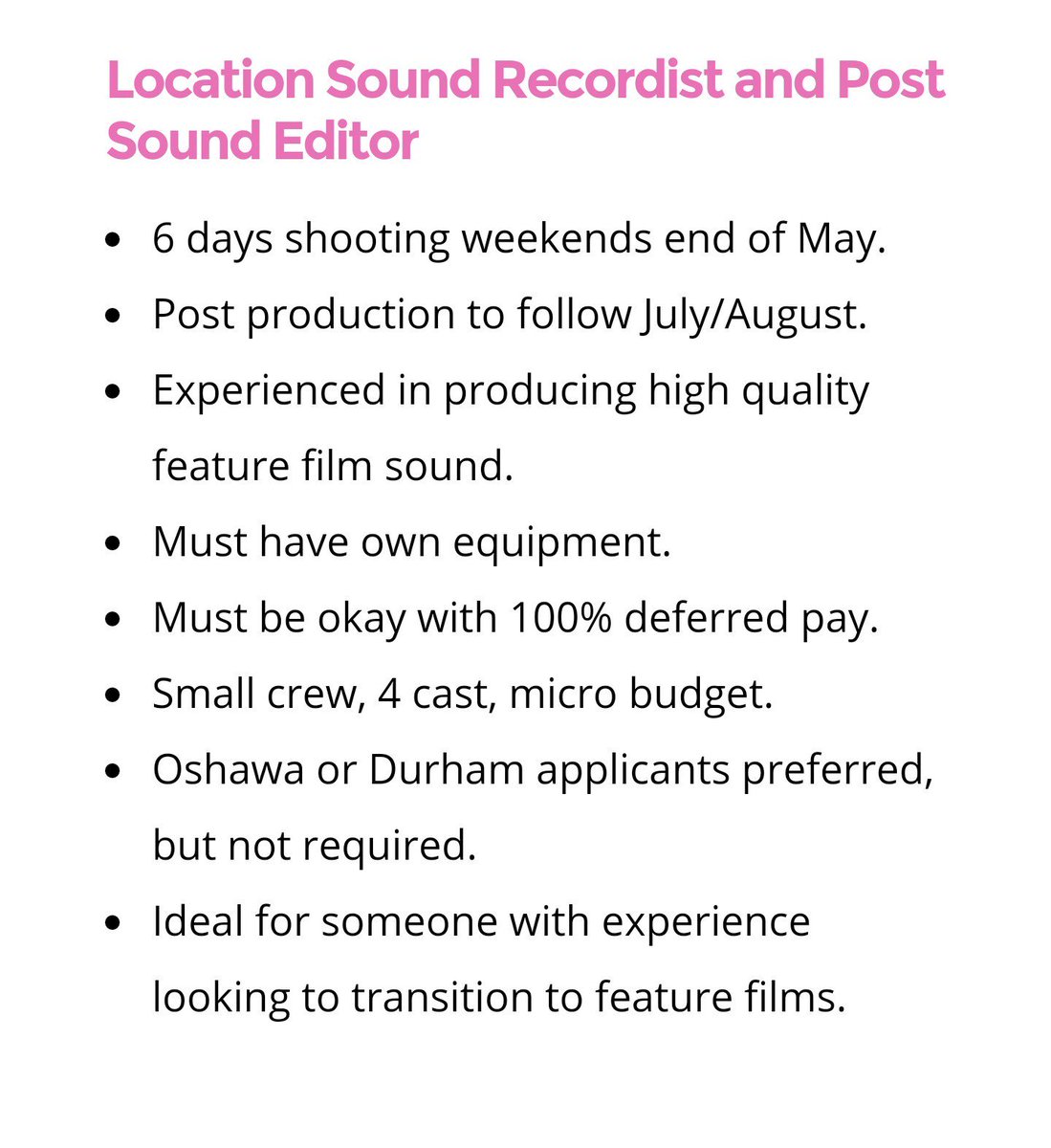 MastersRomance's tweet image. Hiring for Location Sound Recordist &amp;amp; Post Sound Editor. Details below Email crystal_richer@hotmail.com #torontojob