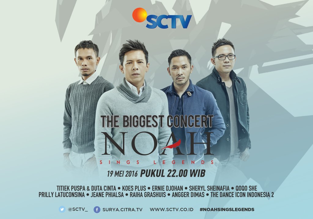 NOAH_ID's tweet photo. saksikan #NOAHSingsLegends besok malam di @SCTV_ bersama Titiek Puspa &amp; Duta Cita, Koes Plus, dan Ernie Djohan! https://t.co/gxZEdCgxBU