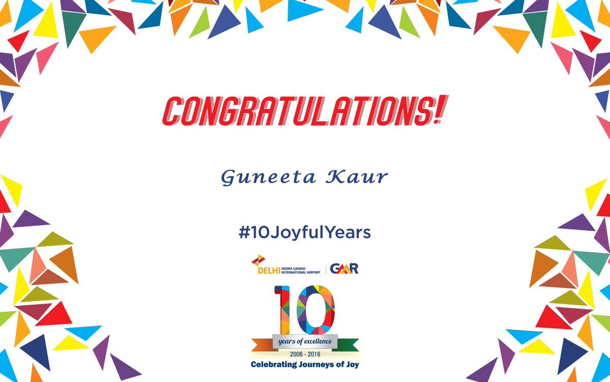 DelhiAirport's tweet photo. Congrats #Winner8 #10JoyfulYears. Last 2 days. Keep posting selfie wishing #DelhiAirport to win a smartphone daily. https://t.co/ge4ZOJH7gk