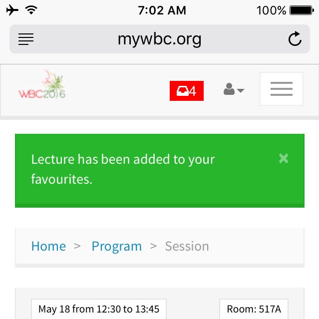 rmgower's tweet photo. @WBCmtl how do I access my favorites from the congress app? #Biomaterials16 https://t.co/dDpBOGmy6G