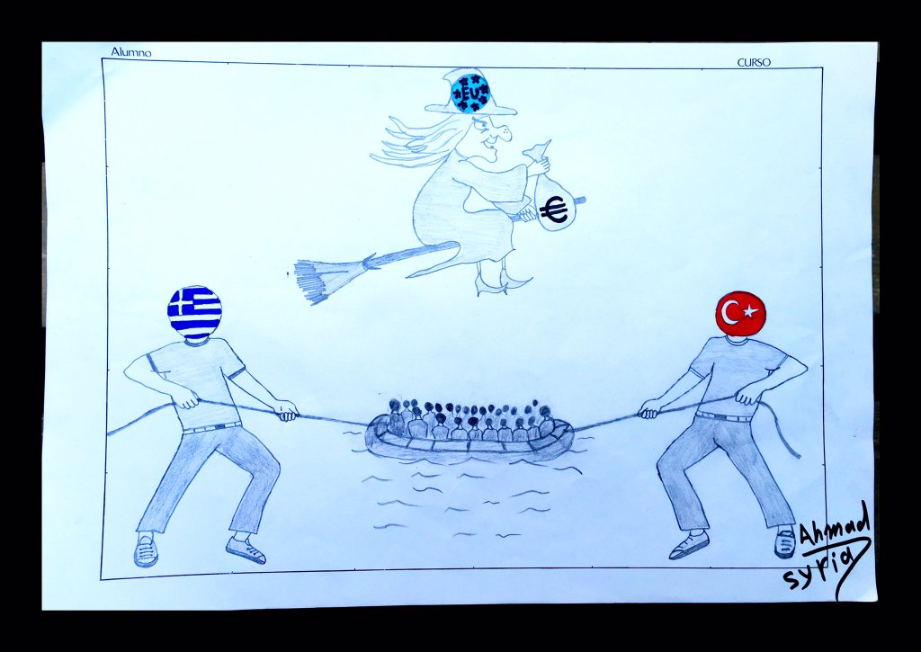 Ce dessin de Ahmad, réfugié Syrien à #Idomeni (#Grèce), dit tout. (via <a href="/KallergisK/">𝙺𝚘𝚜𝚝𝚊𝚜 𝙺𝚊𝚕𝚕𝚎𝚛𝚐𝚒𝚜</a>)