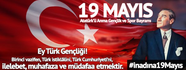 gazetesozcu's tweet photo. #inadına19Mayıs 

Ey Türk Gençliği! 

Birinci vazifen, Türk istiklalini, Türk Cumhuriyeti'ni ilelebet.. https://t.co/dQntY4TRPh
