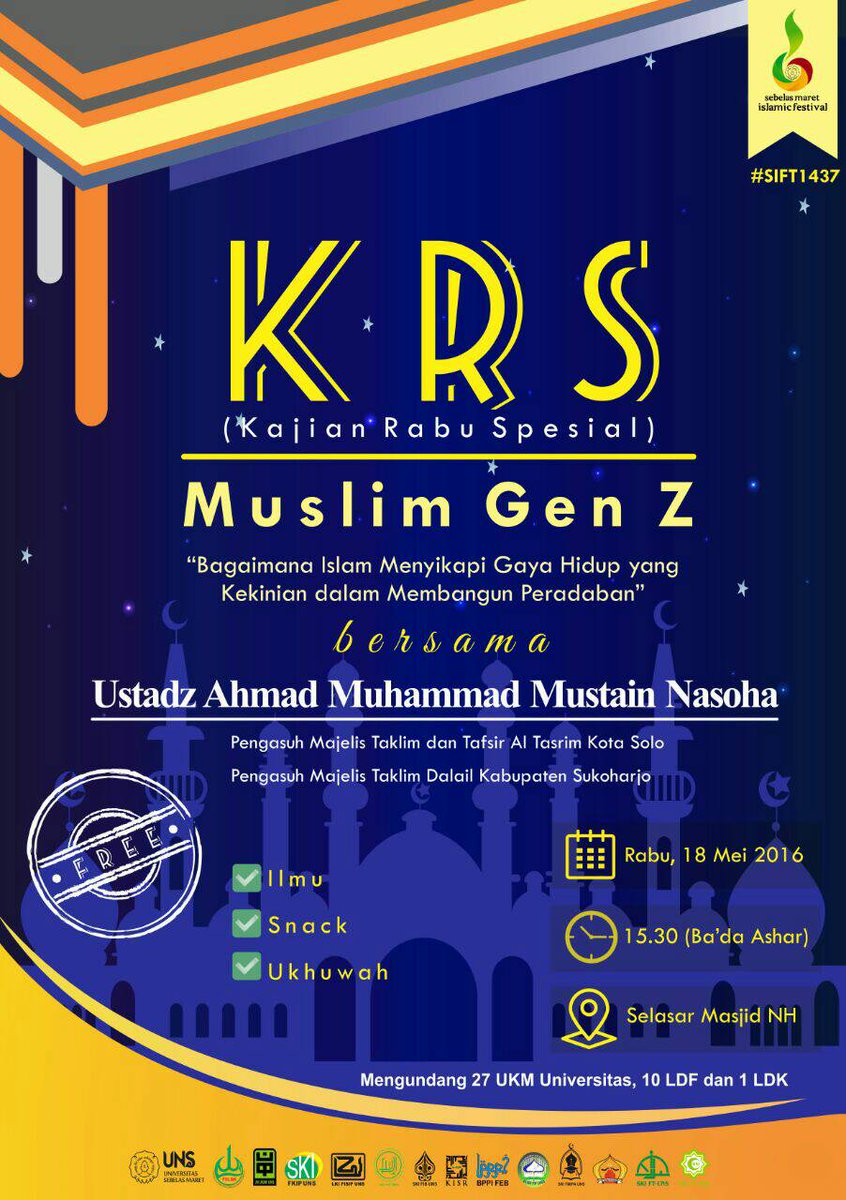 Yuk segera merapat ke masjid <a href="/nurulhuda_uns/">#MasjidKampusUNS</a> <a href="/11MaretUniv/">UNS Official</a>