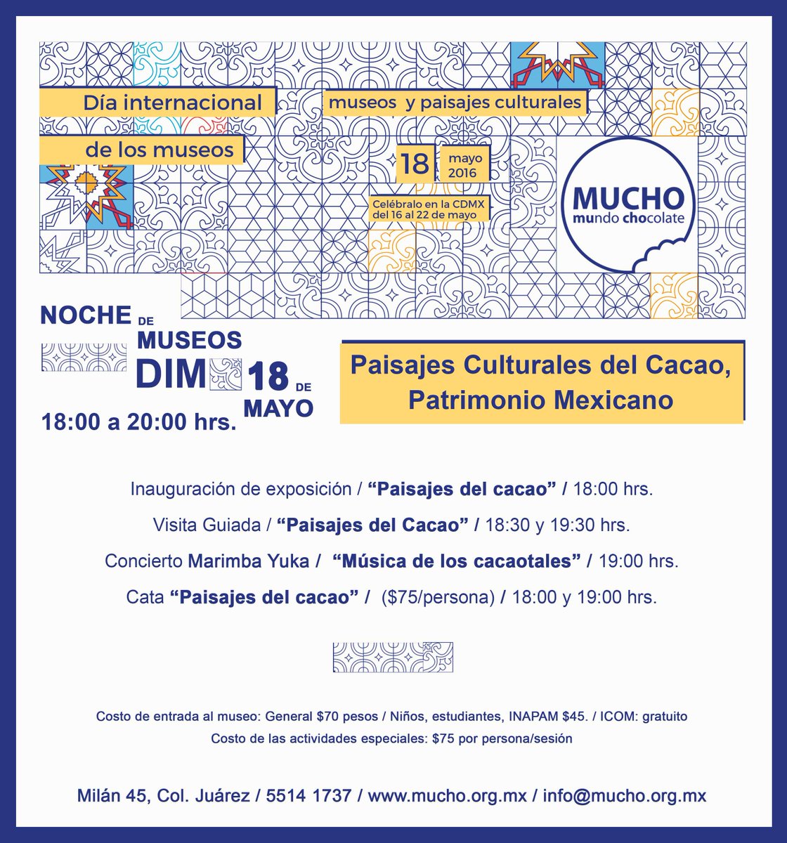 ChocolateMUCHO's tweet photo. Hoy inauguramos como parte del #DiaMuseosCDMX la exposición "Paisajes Culturales del Cacao- Patrimonio Mexicano" https://t.co/ZrIZC9LRW5