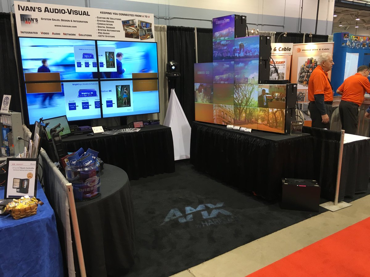 Been a good morning @MEETShowMoncton. Here are some shots of the booth w/ products from <a href="/AMXtalk/">AMX</a> <a href="/ChristieDigital/">Christie</a>