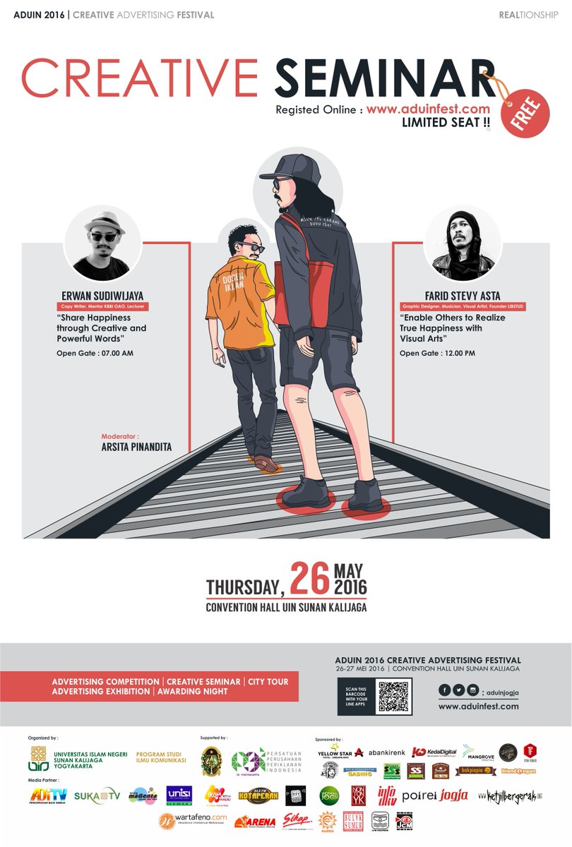 ADuinfest's tweet photo. ADuin Creative Seminar | Thursday, 26 May 2016 | At Convention Hall UIN SUKA YK | Registed: https://t.co/WgX3HU7GNl https://t.co/HAISC2WFpo