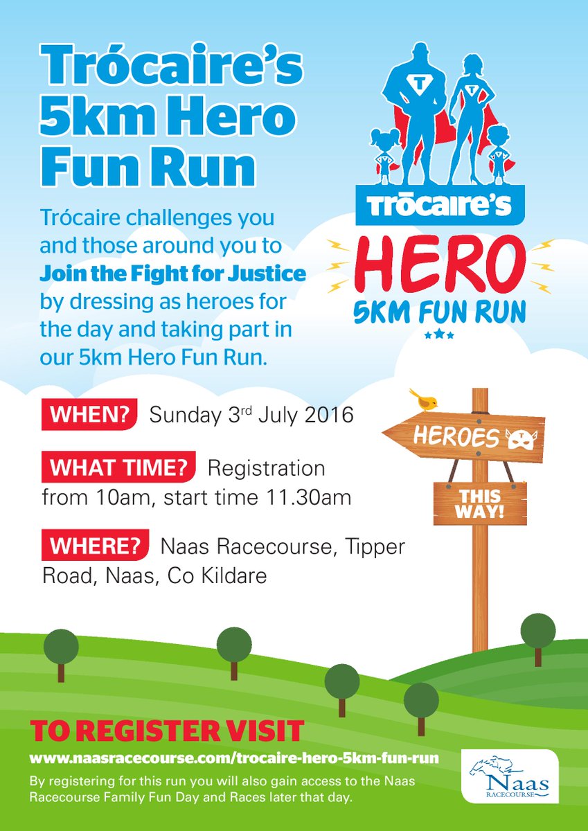 ClanardCourt's tweet photo. Great 5km HERO FUN RUN 3rd July @NaasRacecourse for @Trocaire (includes access to Family Day too)#SuperHeroRun2016 https://t.co/eXdrC7crCL