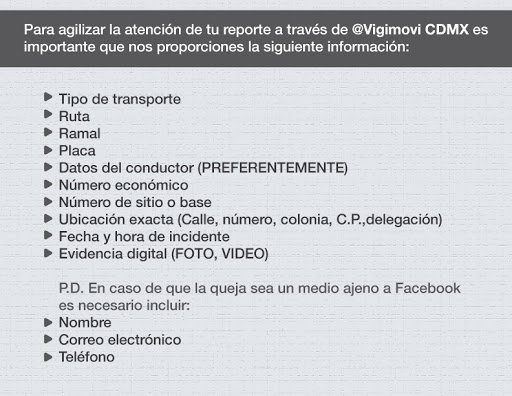VigimoviCDMX's tweet photo. @Rodolfodorantes  Para generar su reporte es necesario nos proporcione la mayoría de los siguientes datos https://t.co/jQ1HUKSAzc
