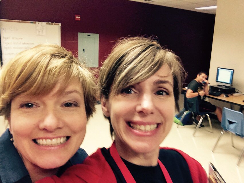 a_marnie's tweet photo. Found my doppelgänger at EVHS!  Mrs. Tatum is the best!!! https://t.co/Hfshj0ym2F