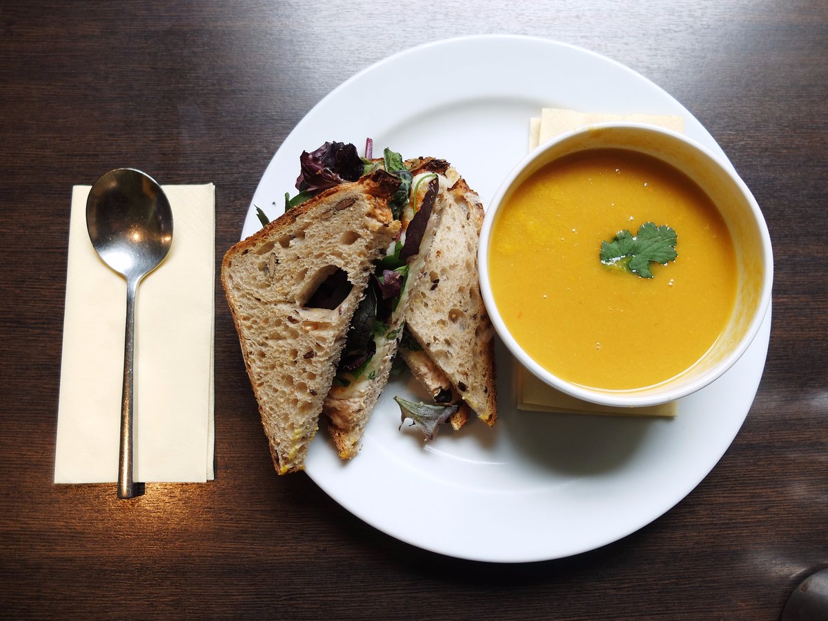 Today’s soup is red lentil, sweet potato and coconut. Get it with this tuna sandwich for €8.95. Guilt free lunch!