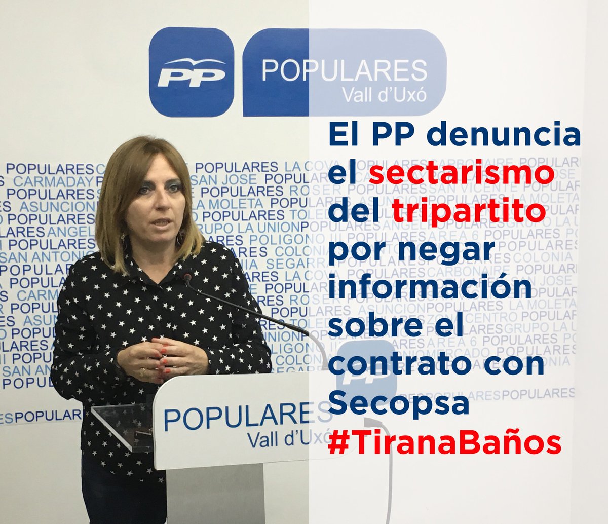 pplavall's tweet photo. El PP denuncia el sectarismo del tripartito al negar información sobre Secopsa https://t.co/oa8T5bumLQ #TiranaBaños https://t.co/CLzvaIRmS9