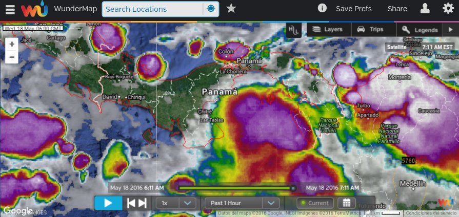 CRPBaru's tweet image. 18May-7:12am Imagen Satelital Infrarroja sobre #Panamá #WunderMAp, PRECAUCIÓN a áreas propensas a inundaciones!!!