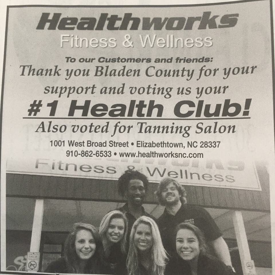 HealthworksNC's tweet photo. Thank you for voting us as your #1 Health Club in Bladen County!!! We truly appreciate your loyalty and support!!! https://t.co/kEYZvSGJwb