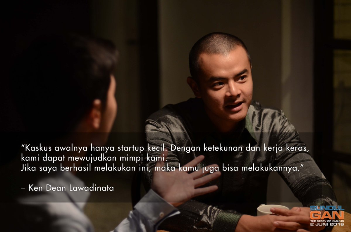 "Kaskus awalnya hanya startup kecil. Jika saya berhasil melakukan ini, maka kamu jg bisa melakukannya." <a href="/Kendeanlaw/">Ken Dean Lawadinata</a>