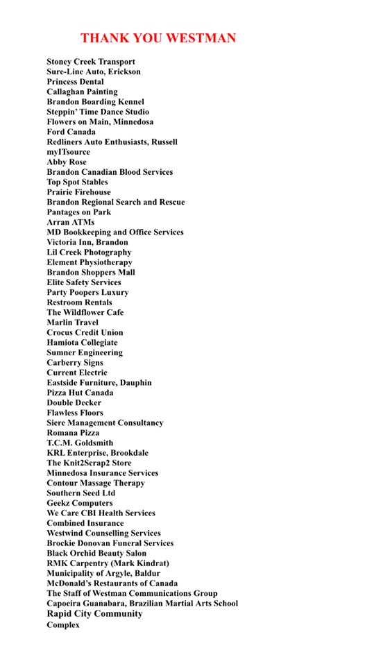 StarfmBrandon's tweet photo. THANK-YOU WESTMAN Businesses!  Nearly $50 000 donated to the Red Cross efforts in #FortMcMurray. #bdnmb #thankyou https://t.co/OWD4h5VkgI