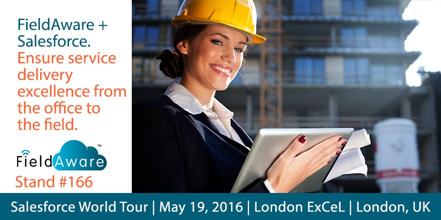 FieldAwareUK's tweet photo. TOMORROW: #FieldAware will be showcasing how we transform service in the field at #SalesforceTour London. Stand 166! https://t.co/EZmbcssSzb