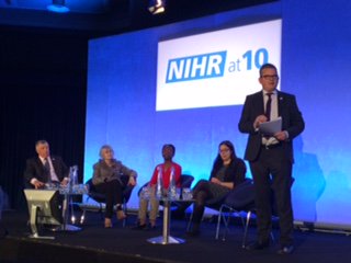 NIHRrdn's tweet photo. #NIHRat10 'Fireside' conversation with @SDenegri featuring the NWC's own research ambassador Keith Wilson #NIHRconf https://t.co/rL67E0CU8a